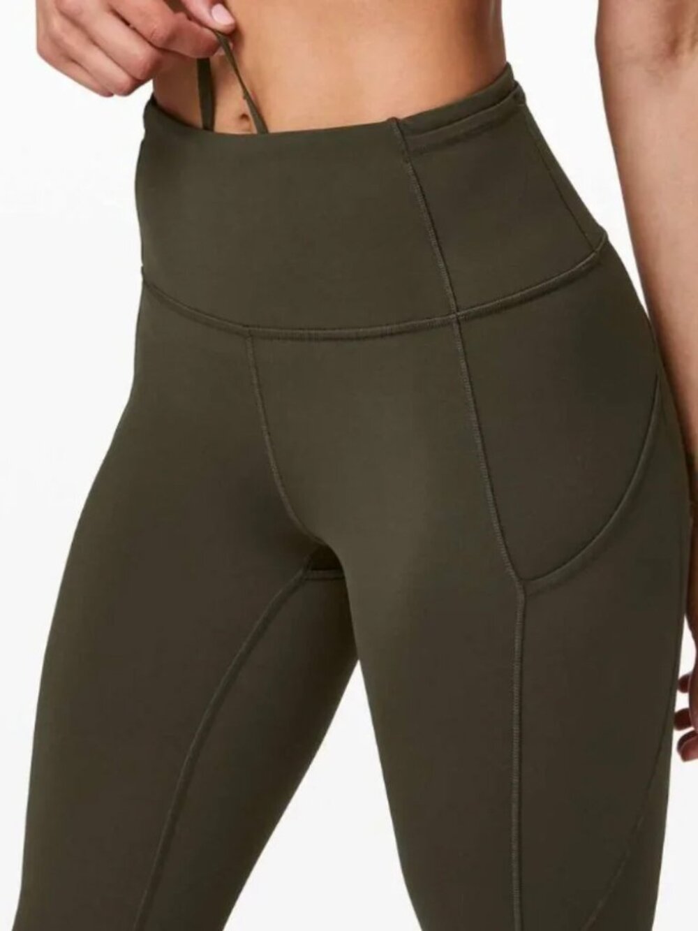 Lululemon Fast Free Tight 7/8 Size 10 Solid Olive Green